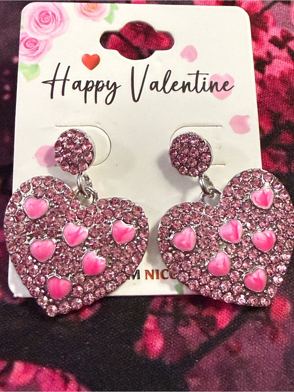 Pink Heart Drop Earrings